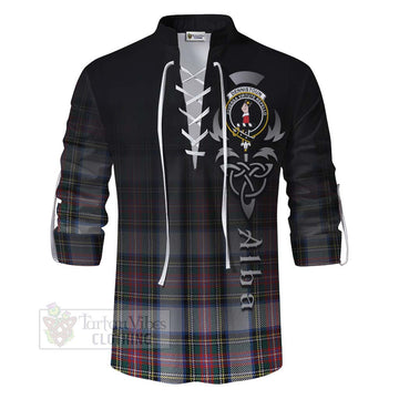 Dennistoun Tartan Ghillie Kilt Shirt Featuring Alba Gu Brath Family Crest Celtic Inspired - Tartan Vibes Clothing