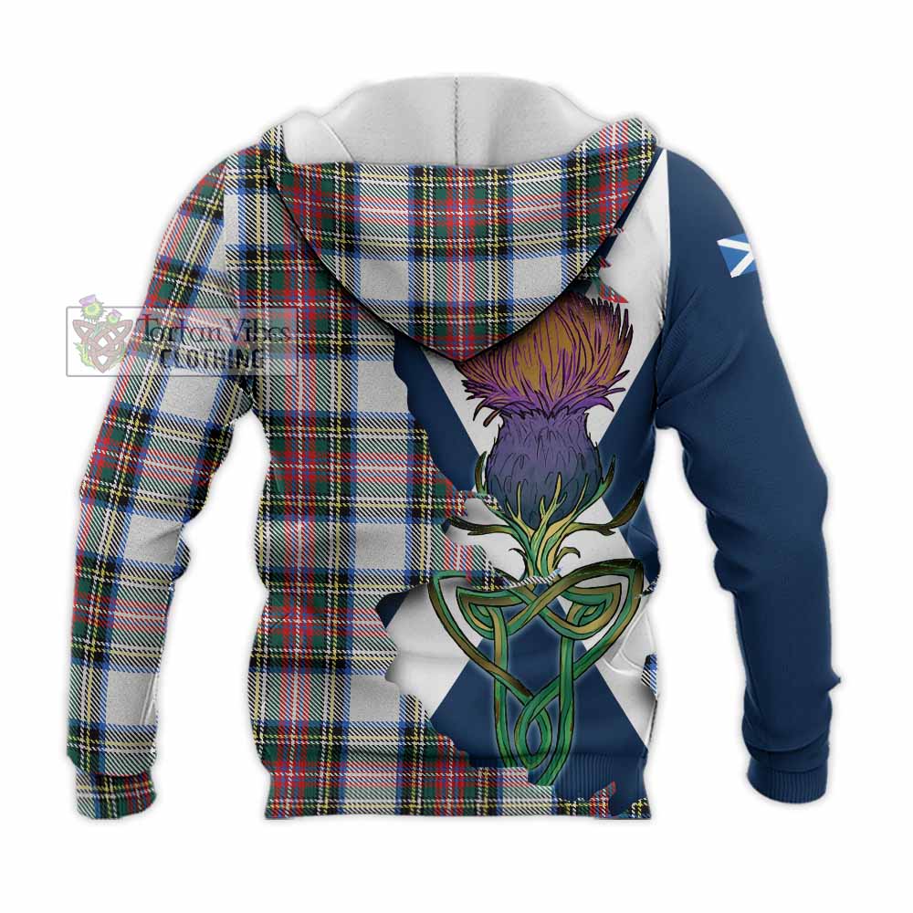Dennistoun Tartan Family Crest Knitted Hoodie Scottish Thistle Celtic Inspired - Tartan Vibes Clothing