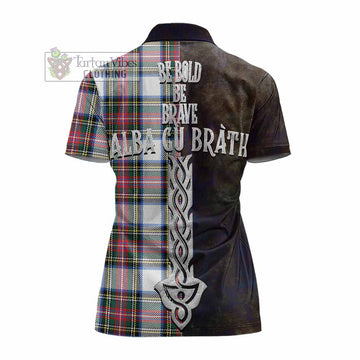 Dennistoun Tartan Family Crest Women's Polo Shirt Alba Gu Brath Be Brave Lion Ancient Style - Tartan Vibes Clothing