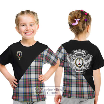 Dennistoun Tartan Kid T-Shirt with Family Crest and Military Logo Style - Tartan Vibes Clothing