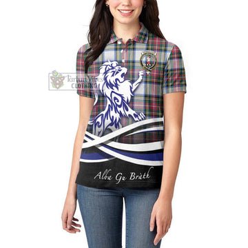 Dennistoun Tartan Women's Polo Shirt with Alba Gu Brath Regal Lion Emblem - Tartan Vibes Clothing