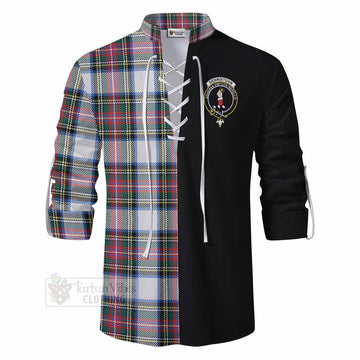 Dennistoun Tartan Ghillie Kilt Shirt with Family Crest and Half Of Me Style - Tartan Vibes Clothing