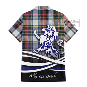 Dennistoun Tartan Hawaiian Shirt with Alba Gu Brath Regal Lion Emblem - Tartan Vibes Clothing