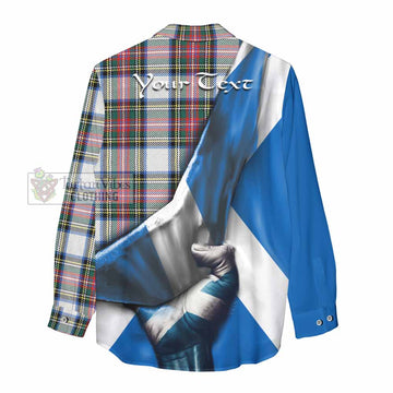 Dennistoun Tartan Women's Casual Shirt with Family Crest Scotland Patriotic Style - Tartan Vibes Clothing