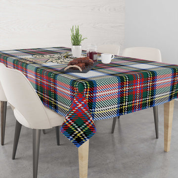 Dennistoun Tartan Tablecloth with Clan Crest and the Golden Sword of Courageous Legacy - Tartan Vibes Clothing