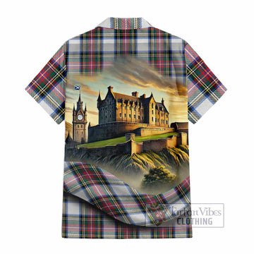 Dennistoun Tartan Family Crest Hawaiian Shirt with Scottish Ancient Castle Style - Tartan Vibes Clothing