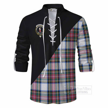 Dennistoun Tartan Ghillie Kilt Shirt with Family Crest and Military Logo Style - Tartan Vibes Clothing