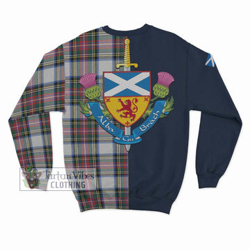 Dennistoun Tartan Sweatshirt Alba with Scottish Lion Royal Arm Half Style - Tartan Vibes Clothing