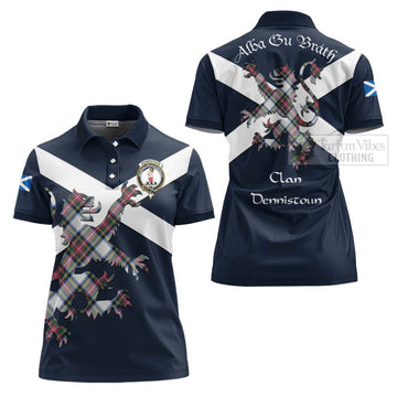 Dennistoun Tartan Lion Rampant Women's Polo Shirt Proudly Display Your Heritage with Alba Gu Brath and Clan Name - Tartan Vibes Clothing