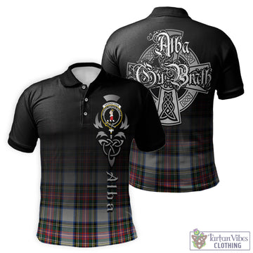 Dennistoun Tartan Polo Shirt Featuring Alba Gu Brath Family Crest Celtic Inspired