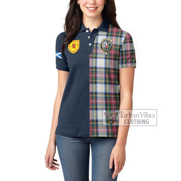 Dennistoun Tartan Women's Polo Shirt Alba with Scottish Lion Royal Arm Half Style - Tartan Vibes Clothing