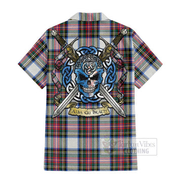 Dennistoun Tartan Hawaiian Shirt with Family Crest Celtic Skull Style - Tartan Vibes Clothing