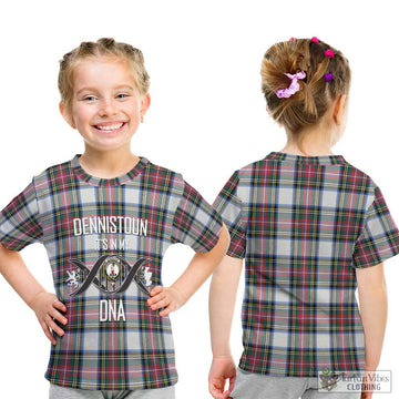 Dennistoun Tartan Kid T-Shirt with Family Crest DNA In Me Style - Tartan Vibes Clothing