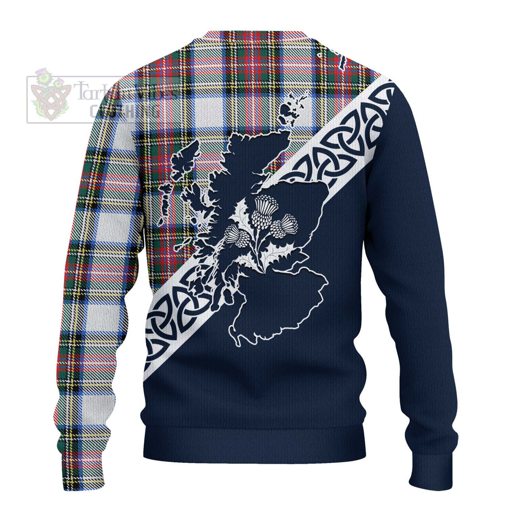 Dennistoun Tartan Ugly Sweater Featuring Thistle and Scotland Map - Tartan Vibes Clothing