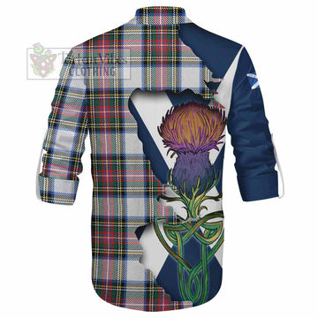 Tartan Vibes Clothing Dennistoun Tartan Family Crest Ghillie Kilt Shirt Scottish Thistle Celtic Inspired