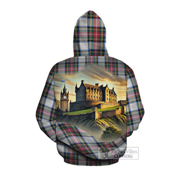 Dennistoun Tartan Family Crest Cotton Hoodie with Scottish Ancient Castle Style Pullover Hoodie - Tartan Vibes Clothing