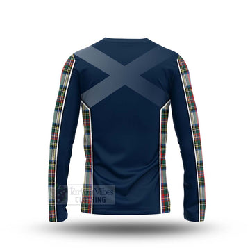 Tartan Vibes Clothing Dennistoun Tartan Long Sleeve T-Shirt with Family Crest and Scottish Thistle Vibes Sport Style