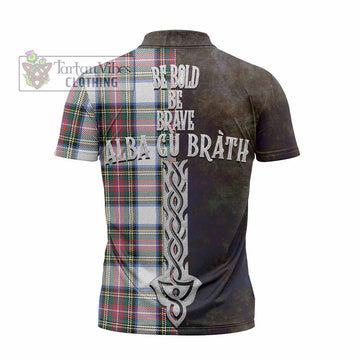 Dennistoun Tartan Family Crest Zipper Polo Shirt Alba Gu Brath Be Brave Lion Ancient Style - Tartan Vibes Clothing