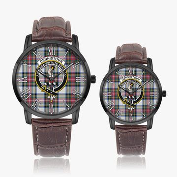 Dennistoun Tartan Family Crest Leather Strap Quartz Watch - Tartan Vibes Clothing