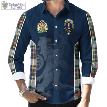 Dennistoun Tartan Long Sleeve Button Up Shirt with Family Crest and Lion Rampant Vibes Sport Style - Tartan Vibes Clothing