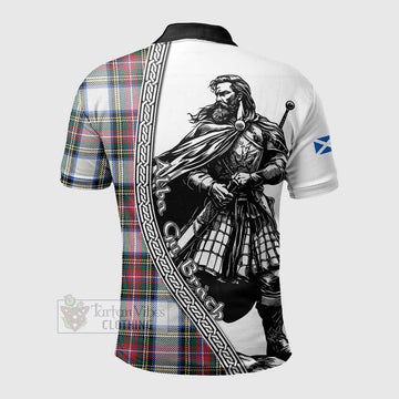 Dennistoun Tartan Clan Crest Polo Shirt with Highlander Warrior Celtic Style - Tartan Vibes Clothing