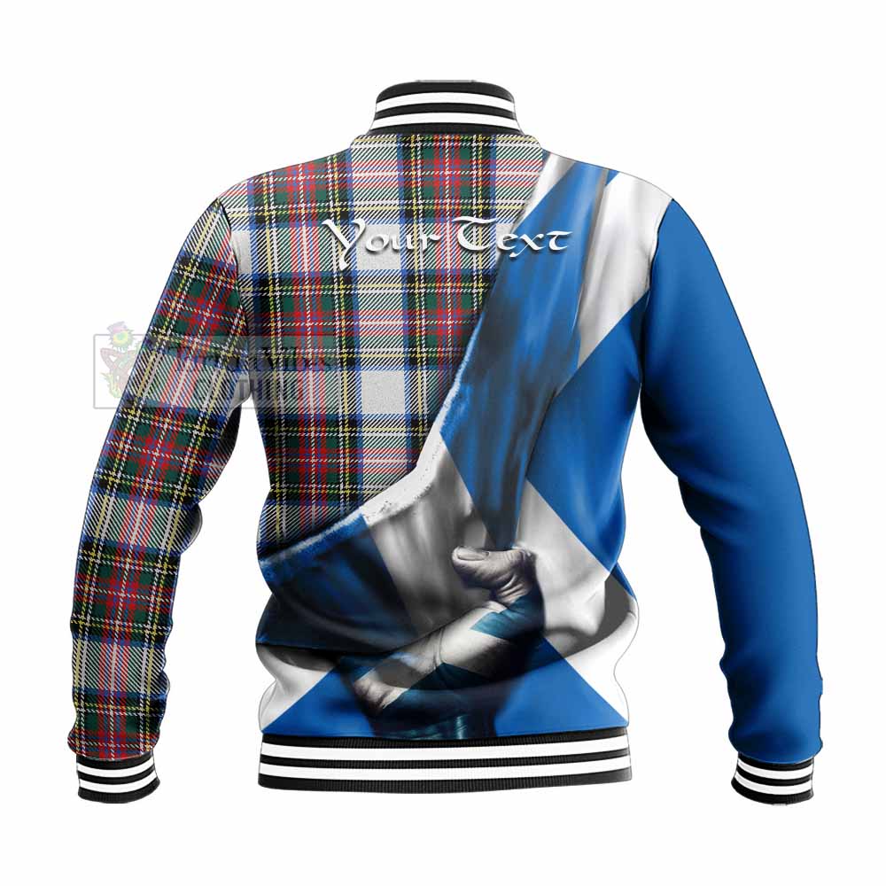 Dennistoun Tartan Baseball Jacket with Family Crest Scotland Patriotic Style - Tartan Vibes Clothing