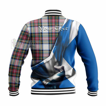 Dennistoun Tartan Baseball Jacket with Family Crest Scotland Patriotic Style - Tartan Vibes Clothing