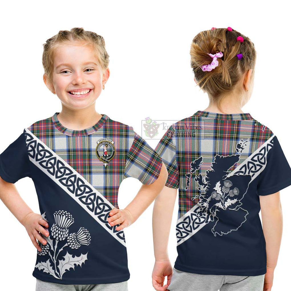 Dennistoun Tartan Kid T-Shirt Featuring Thistle and Scotland Map - Tartan Vibes Clothing