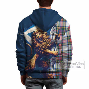 Dennistoun Tartan Family Crest Hoodie with Scottish Majestic Lion - Tartan Vibes Clothing