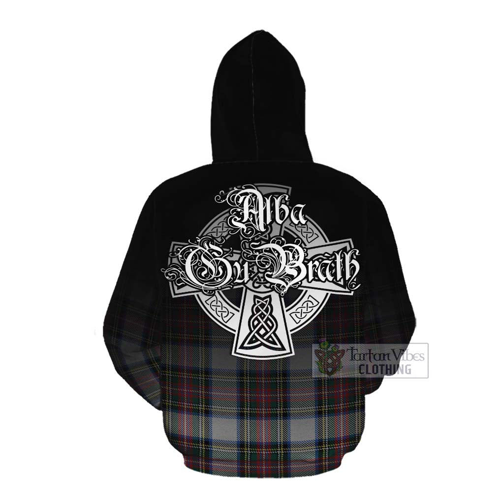 Tartan Vibes Clothing Dennistoun Tartan Cotton Hoodie Featuring Alba Gu Brath Family Crest Celtic Inspired