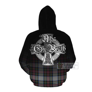 Tartan Vibes Clothing Dennistoun Tartan Cotton Hoodie Featuring Alba Gu Brath Family Crest Celtic Inspired