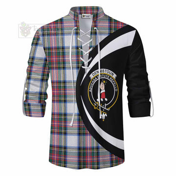 Dennistoun Tartan Ghillie Kilt Shirt with Family Crest Circle Style - Tartan Vibes Clothing