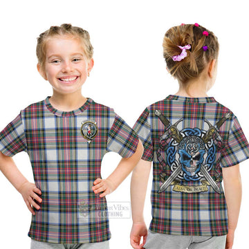 Dennistoun Tartan Kid T-Shirt with Family Crest Celtic Skull Style - Tartan Vibes Clothing