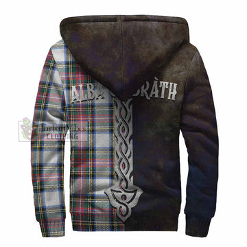 Dennistoun Tartan Family Crest Sherpa Hoodie Alba Gu Brath Be Brave Lion Ancient Style - Tartan Vibes Clothing