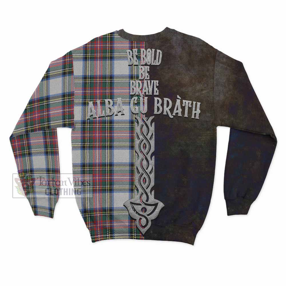 Dennistoun Tartan Family Crest Sweatshirt Alba Gu Brath Be Brave Lion Ancient Style - Tartan Vibes Clothing