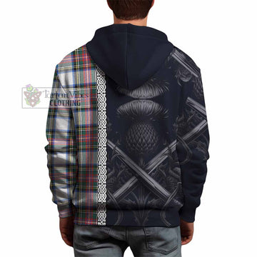 Dennistoun Tartan Hoodie with Family Crest Cross Sword Thistle Celtic Vibes - Tartan Vibes Clothing
