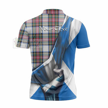 Dennistoun Tartan Zipper Polo Shirt with Family Crest Scotland Patriotic Style - Tartan Vibes Clothing