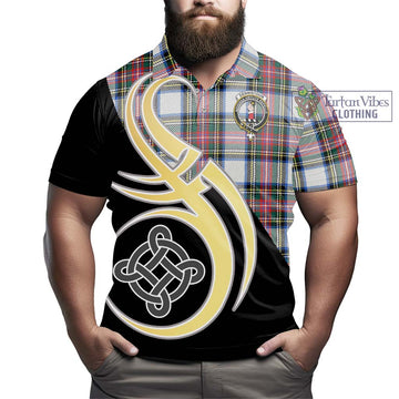 Dennistoun Tartan Polo Shirt with Family Crest and Celtic Symbol Style - Tartan Vibes Clothing