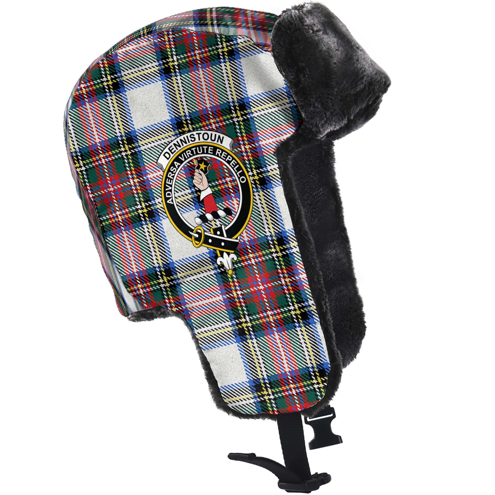 Dennistoun Tartan Winter Trapper Hat with Family Crest - Tartan Vibes Clothing