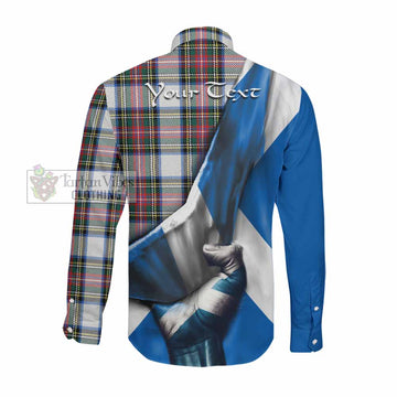 Dennistoun Tartan Long Sleeve Button Shirt with Family Crest Scotland Patriotic Style Men's Shirt - Tartan Vibes Clothing