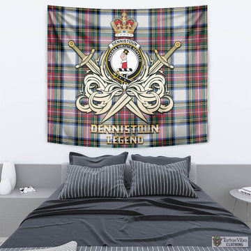 Dennistoun Tartan Tapestry with Clan Crest and the Golden Sword of Courageous Legacy - Tartan Vibes Clothing