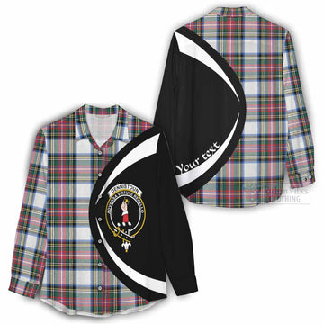 Dennistoun Tartan Women's Casual Shirt with Family Crest Circle Style - Tartan Vibes Clothing