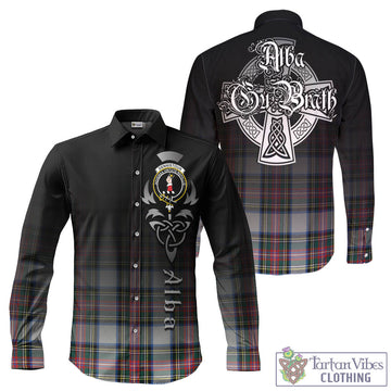 Dennistoun Tartan Long Sleeve Button Up Featuring Alba Gu Brath Family Crest Celtic Inspired - Tartan Vibes Clothing
