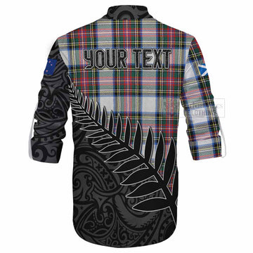 Tartan Vibes Clothing Dennistoun Crest Tartan Ghillie Kilt Shirt with New Zealand Silver Fern Half Style