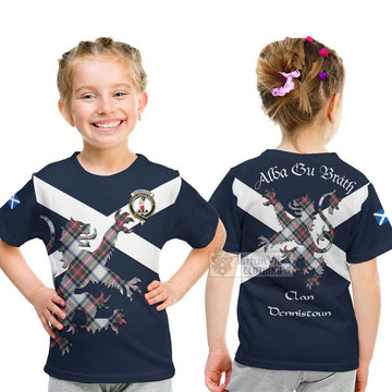 Dennistoun Tartan Lion Rampant Kid T-Shirt Proudly Display Your Heritage with Alba Gu Brath and Clan Name - Tartan Vibes Clothing