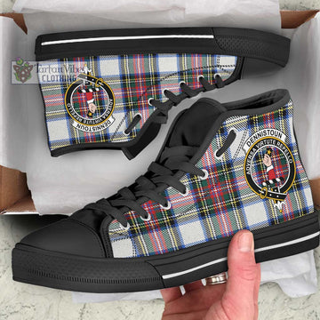 Dennistoun Tartan High Top Shoes with Family Crest - Tartan Vibes Clothing