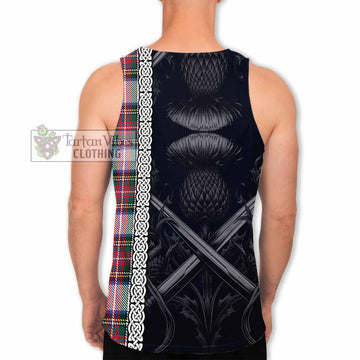 Dennistoun Tartan Men's Tank Top with Family Crest Cross Sword Thistle Celtic Vibes - Tartan Vibes Clothing