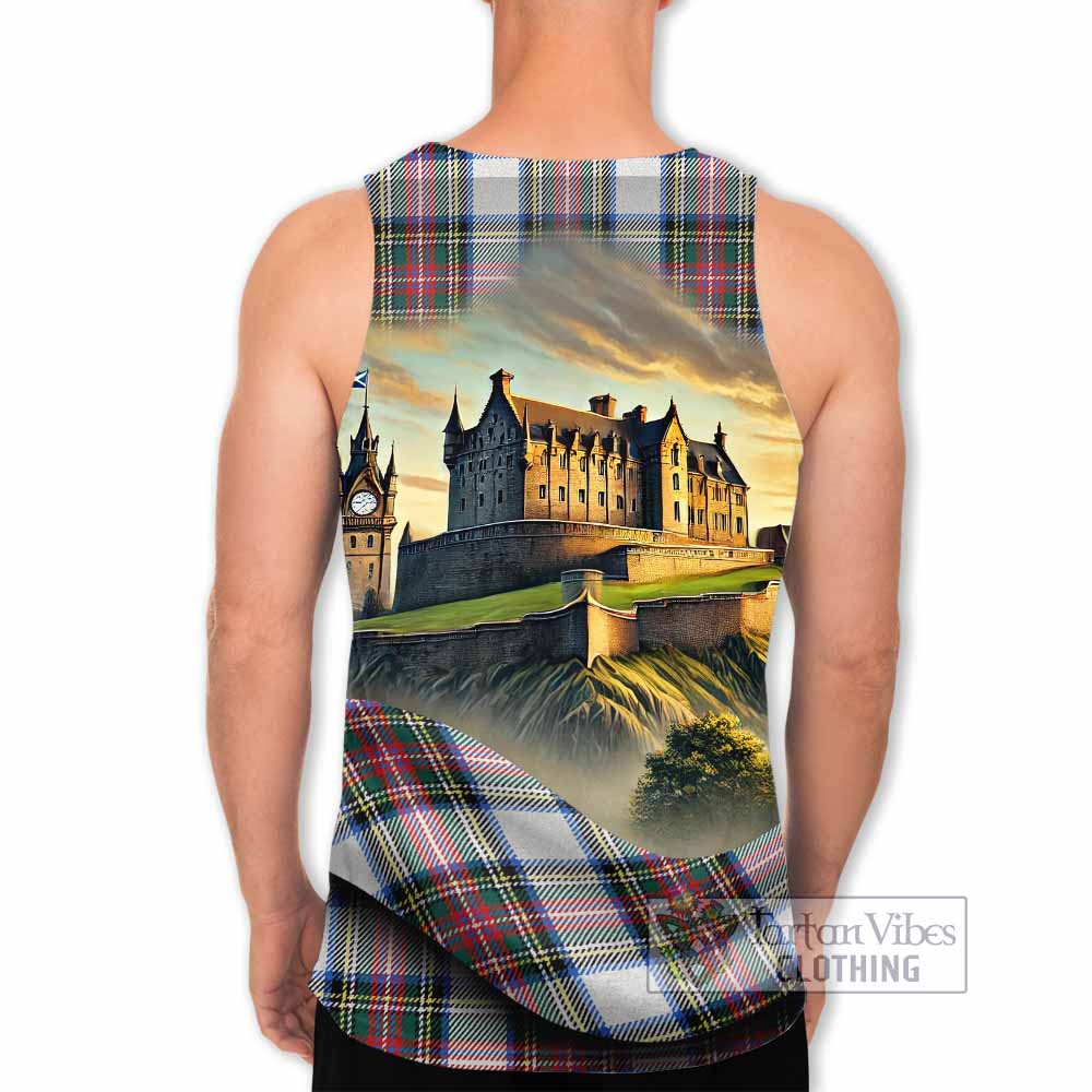 Dennistoun Tartan Family Crest Men's Tank Top with Scottish Ancient Castle Style - Tartan Vibes Clothing