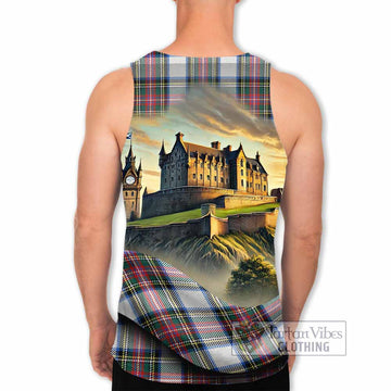 Dennistoun Tartan Family Crest Men's Tank Top with Scottish Ancient Castle Style - Tartan Vibes Clothing
