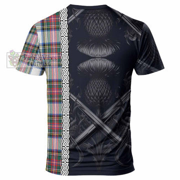 Dennistoun Tartan T-Shirt with Family Crest Cross Sword Thistle Celtic Vibes - Tartan Vibes Clothing